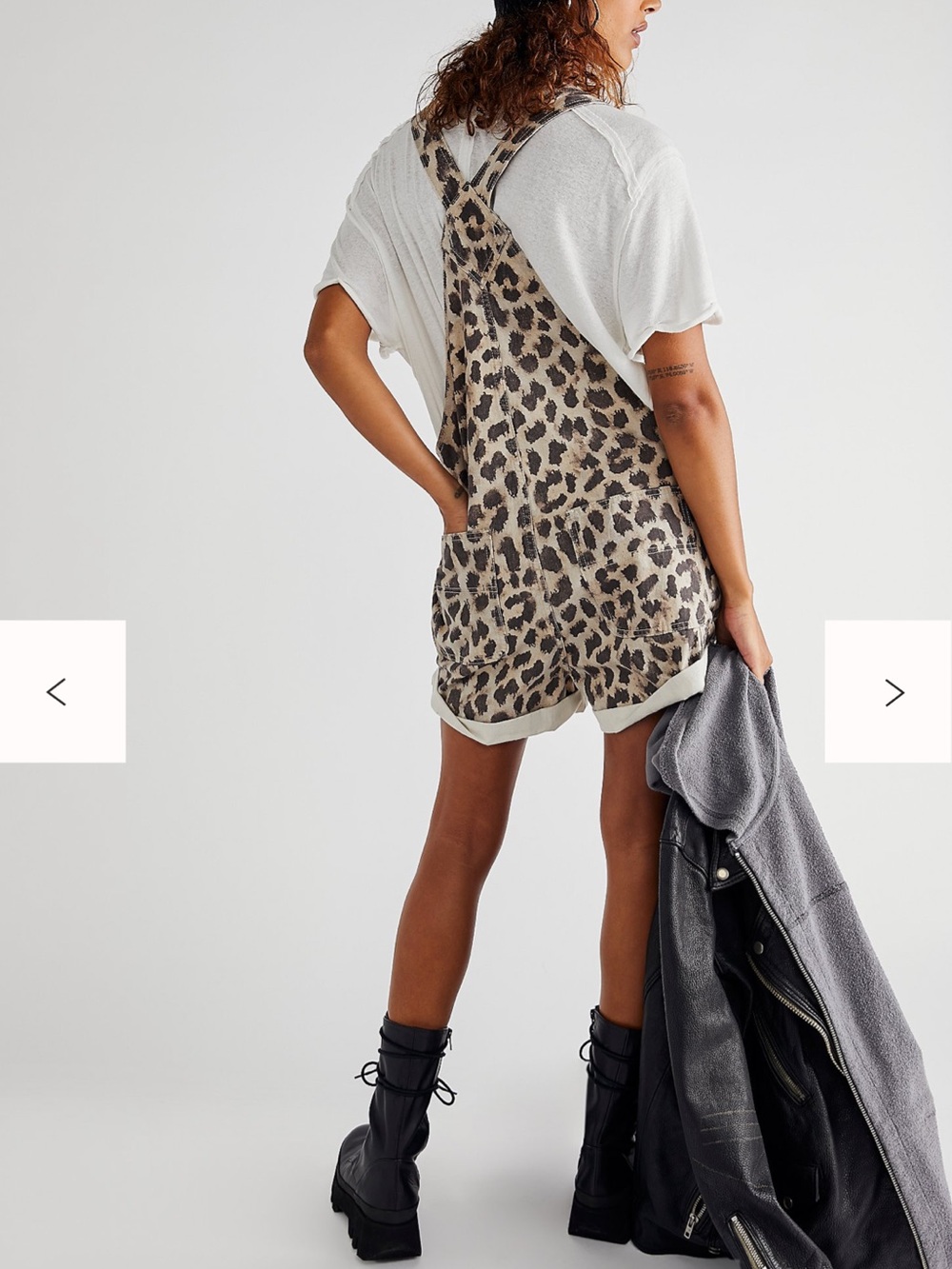 Free People Animal Print Baggy Shortall Shorts Jumper Overalls - Size Small - Picture 2 of 8